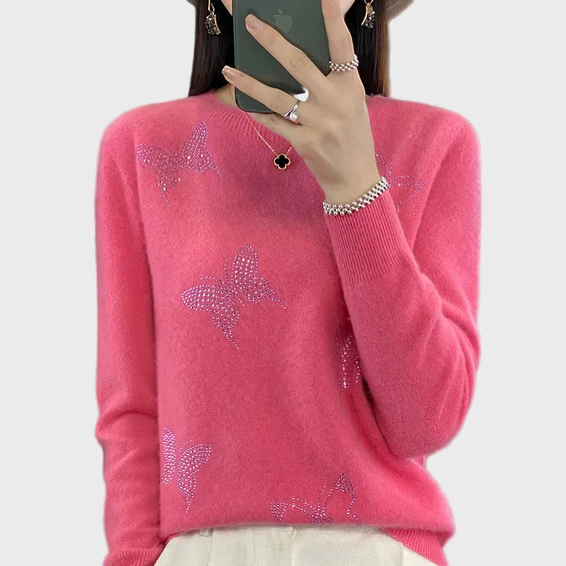 Lady Laura Knitted Turtleneck with Butterfly Pattern