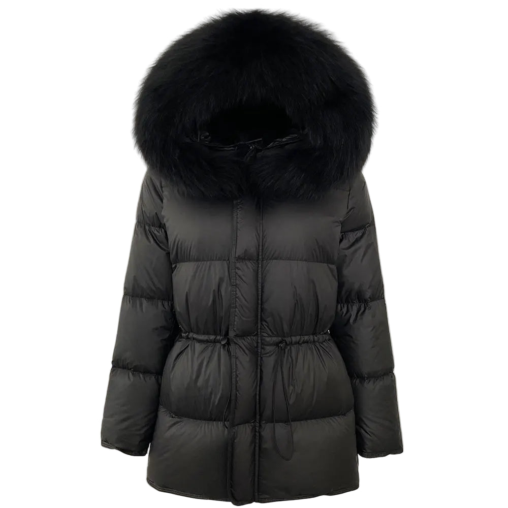 Lady Harper Hooded Natural Raccoon Fur Puffer Jacket
