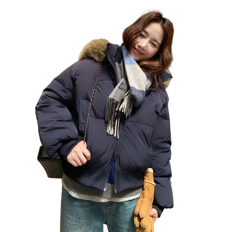 Lady Grace Short Padded Puffer Jacket with Fur Collar