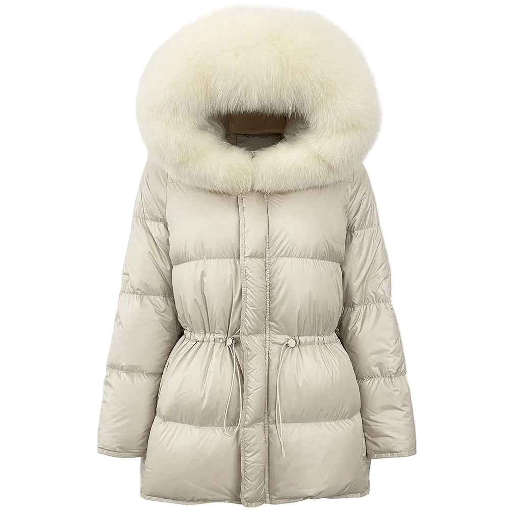 Lady Harper Hooded Natural Raccoon Fur Puffer Jacket