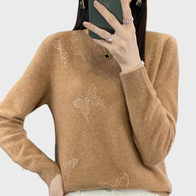 Lady Laura Knitted Turtleneck with Butterfly Pattern