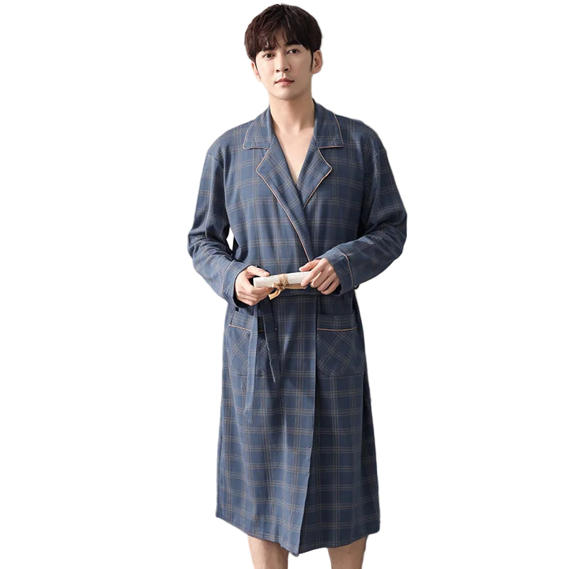Sir Louis Plaid Cotton Kimono Gown