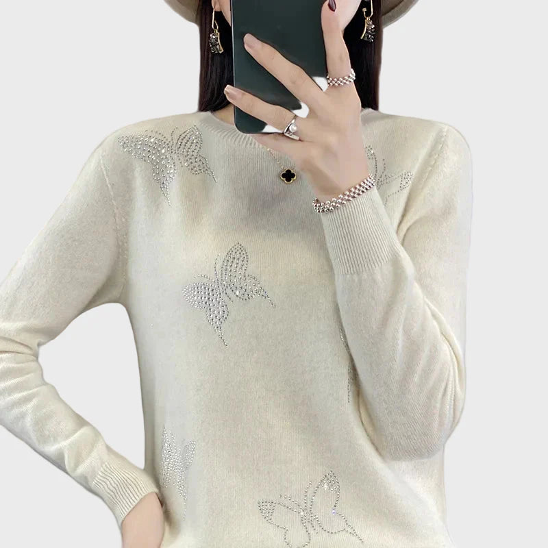 Lady Laura Knitted Turtleneck with Butterfly Pattern