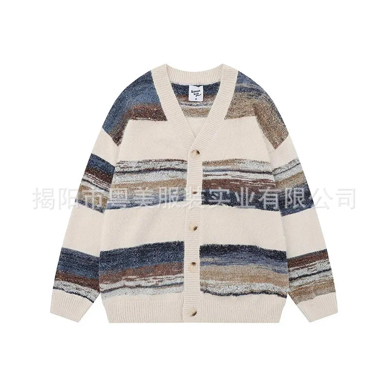 Sir Oliver Striped Button-Up Cardigan