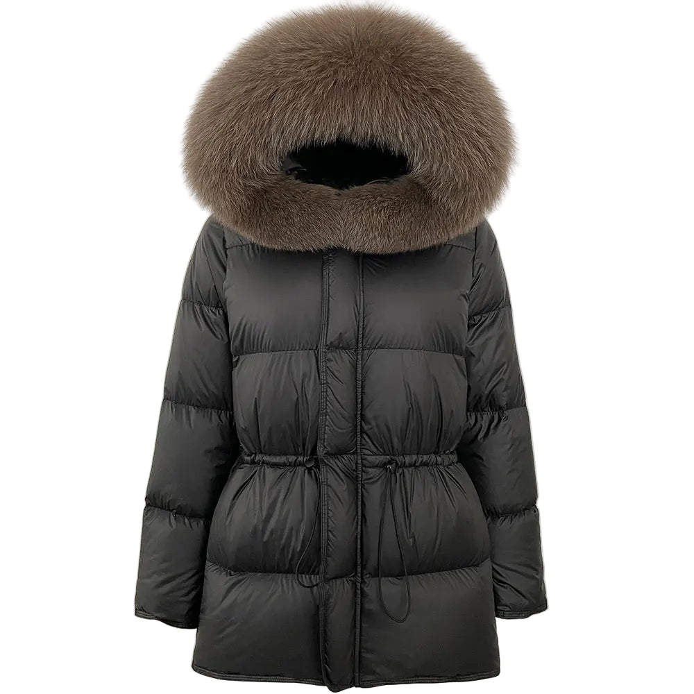 Lady Harper Hooded Natural Raccoon Fur Puffer Jacket