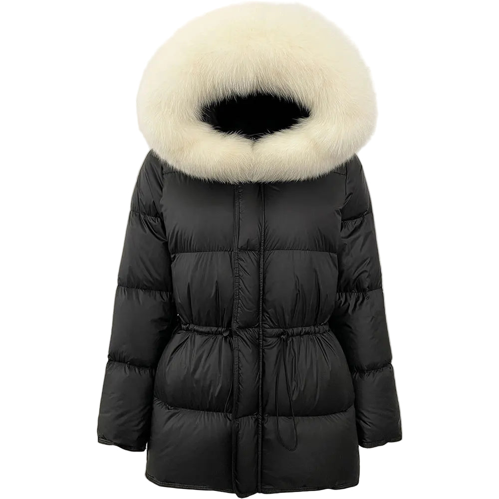 Lady Harper Hooded Natural Raccoon Fur Puffer Jacket