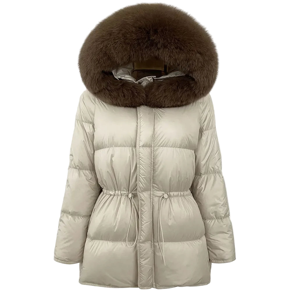 Lady Harper Hooded Natural Raccoon Fur Puffer Jacket
