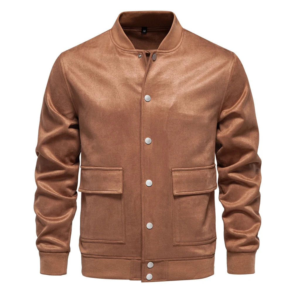 Sir Finley Suede Button-Up Bomber Jacket