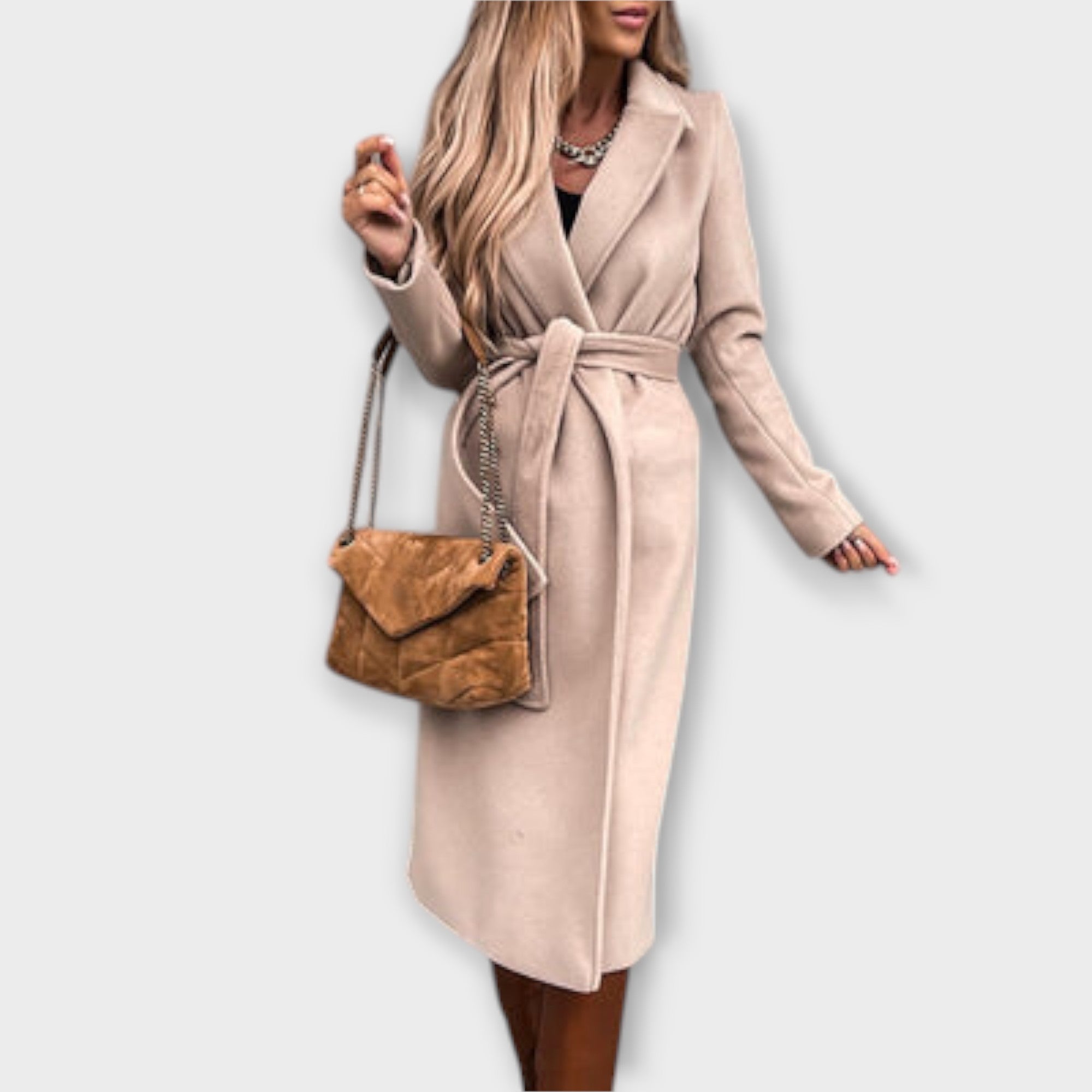 Lady Elisa Elegant Long Belted Trench Coat