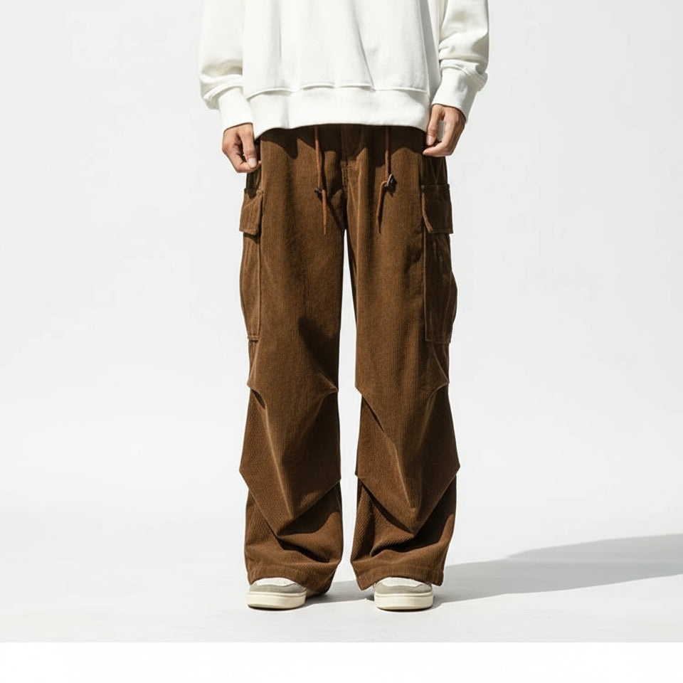 Sir Bernard Wide-Leg Corduroy Cargo Trousers