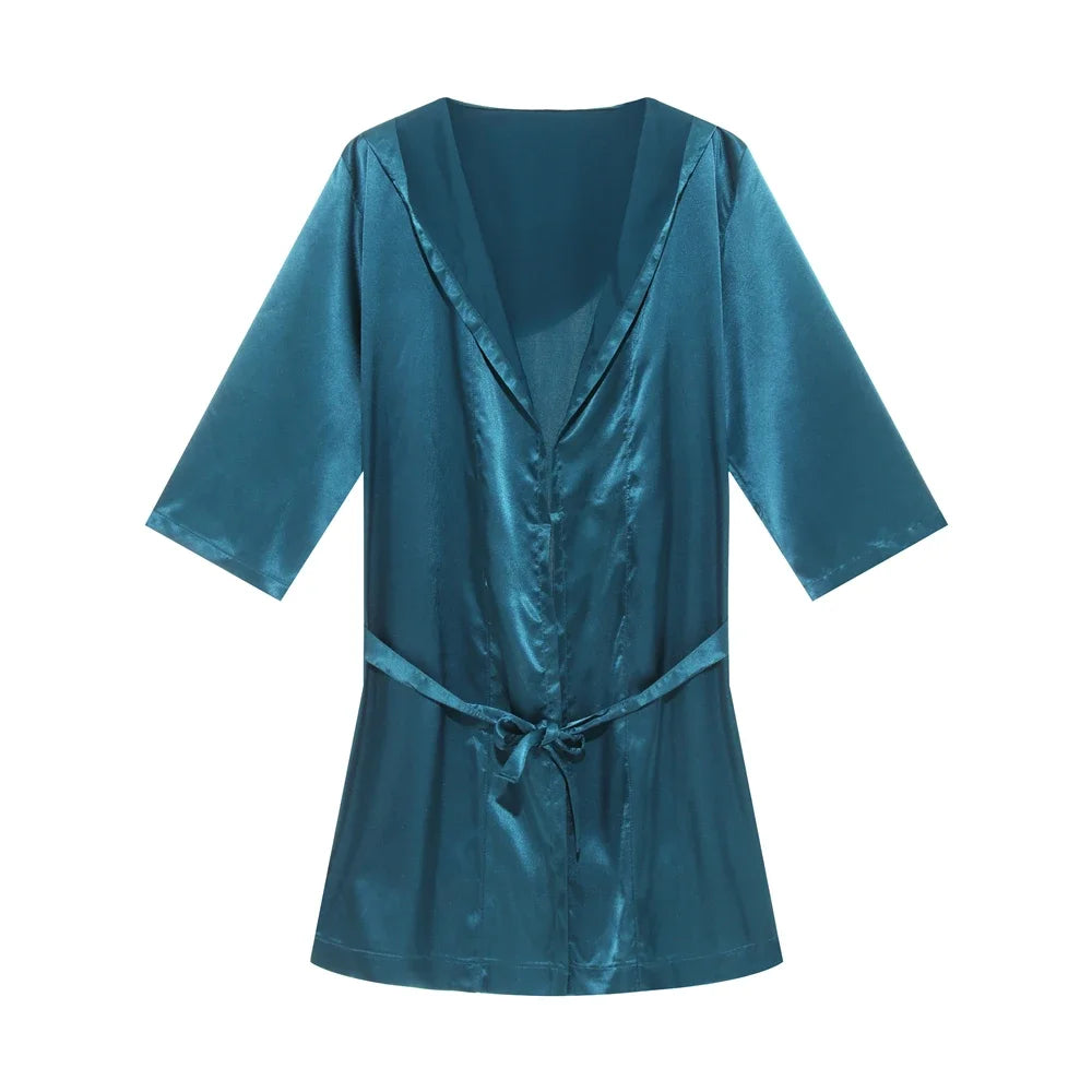 Sir Elliot Silk Shorts Robe Set