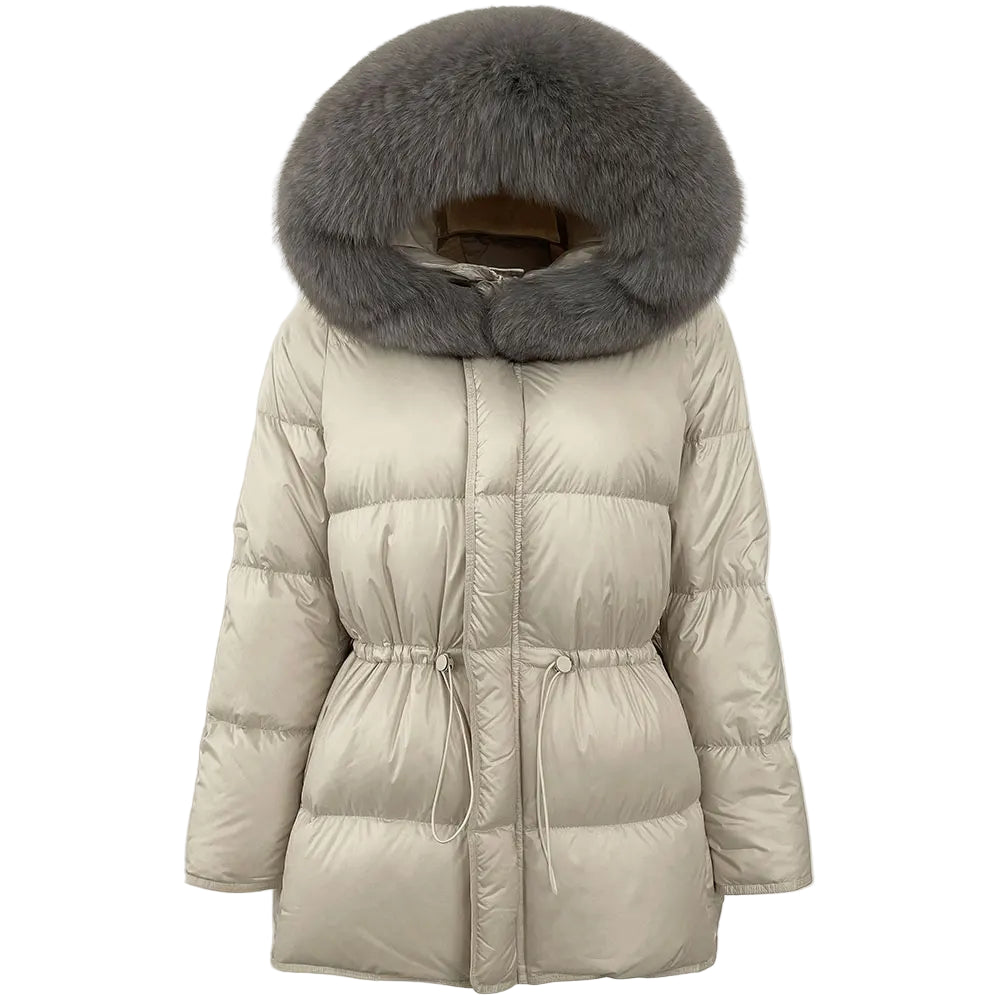 Lady Harper Hooded Natural Raccoon Fur Puffer Jacket