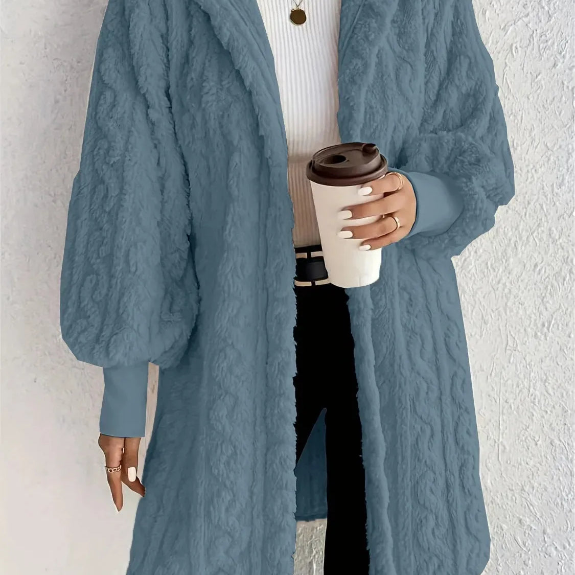 Lady Grace Fleece Hoodie Trench Coat