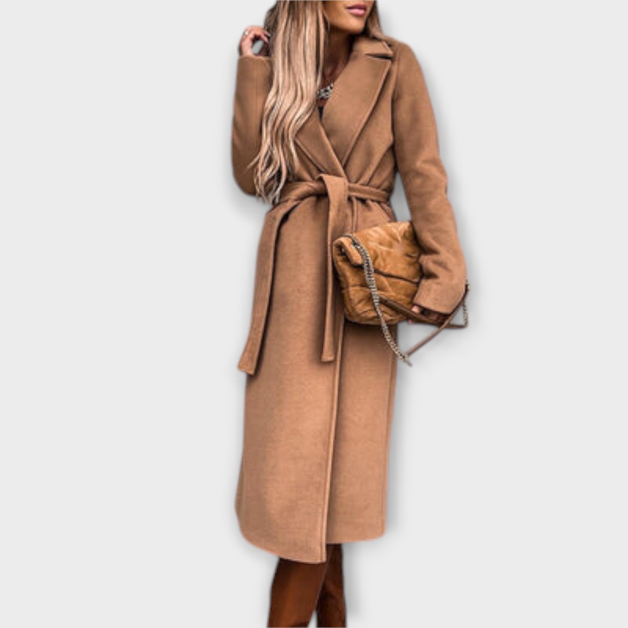 Lady Elisa Elegant Long Belted Trench Coat