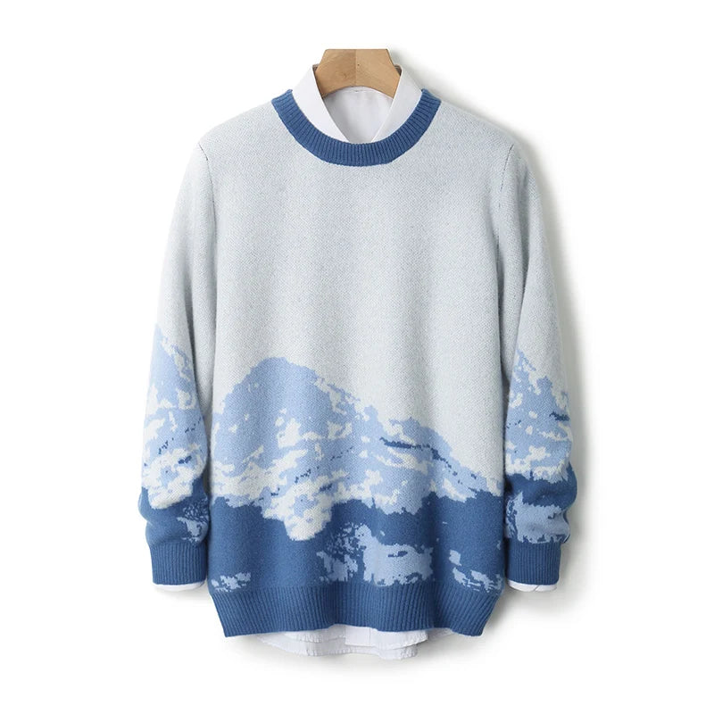 Sir Nicholas Mountain Pattern Embroidered Jumper