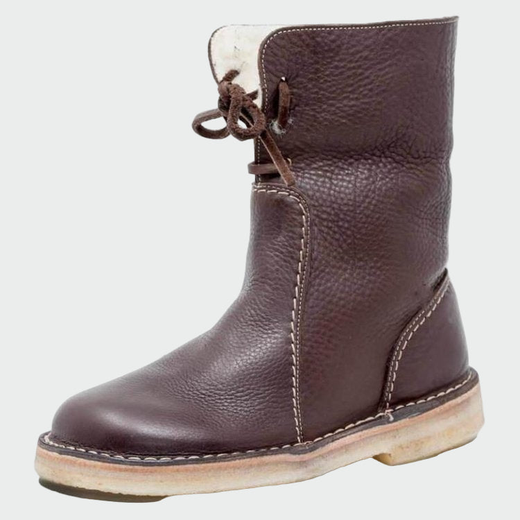 Lady Camila Waterproof Leather Boots With Wool Lining