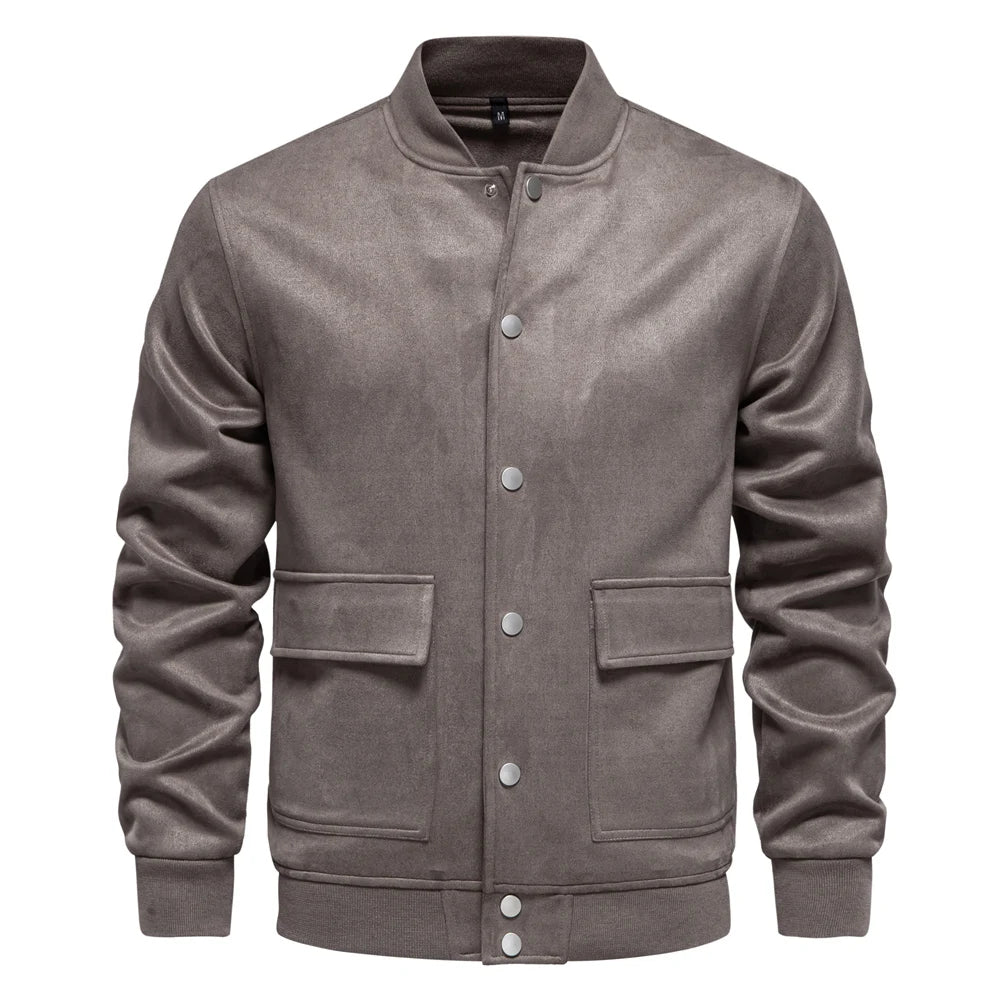 Sir Finley Suede Button-Up Bomber Jacket
