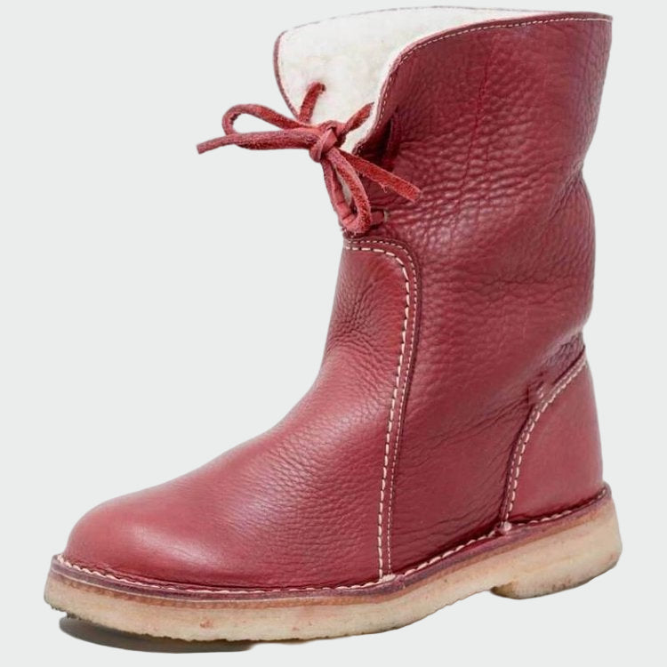 Lady Camila Waterproof Leather Boots With Wool Lining