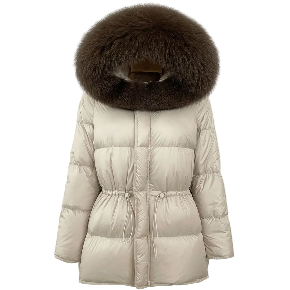 Lady Harper Hooded Natural Raccoon Fur Puffer Jacket