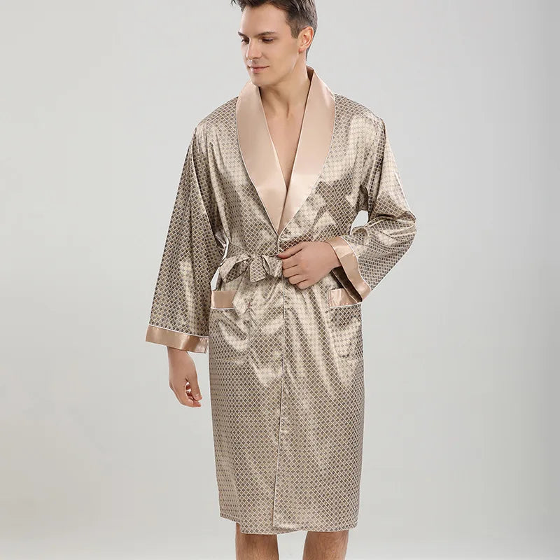 Sir Saul Printed Satin Kimono Gown