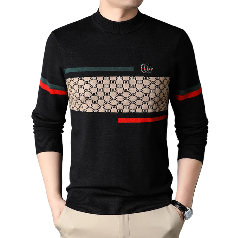 Sir Paul Luxury Striped Embroidered Jumper