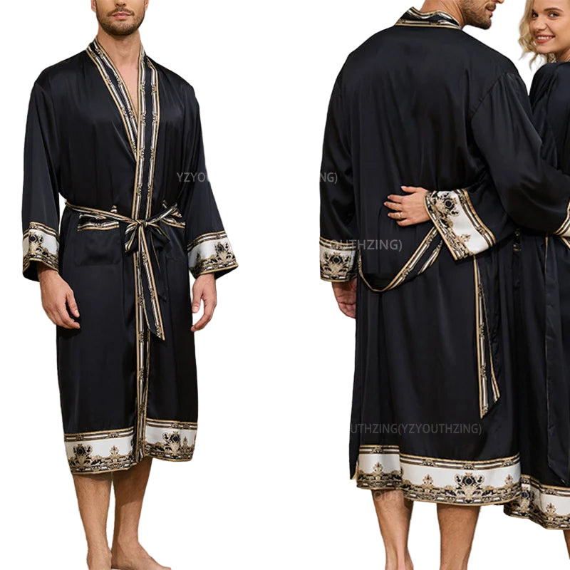 Sir Drake Baroque Satin Kimono Gown