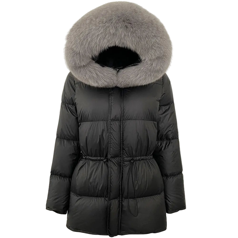 Lady Harper Hooded Natural Raccoon Fur Puffer Jacket