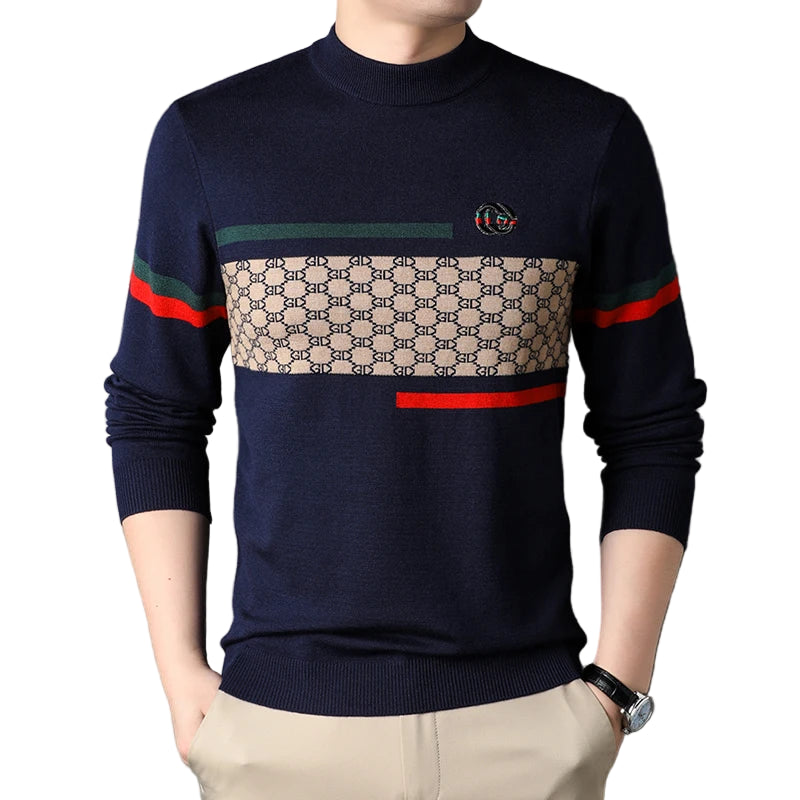Sir Paul Luxury Striped Embroidered Jumper