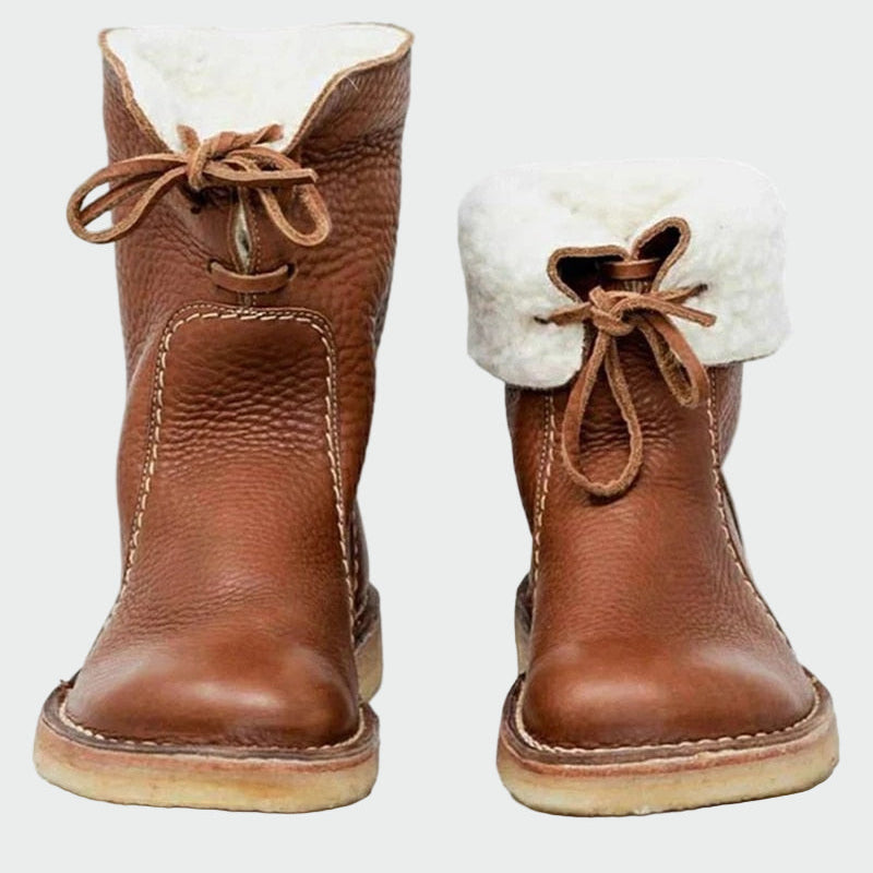 Lady Camila Waterproof Leather Boots With Wool Lining