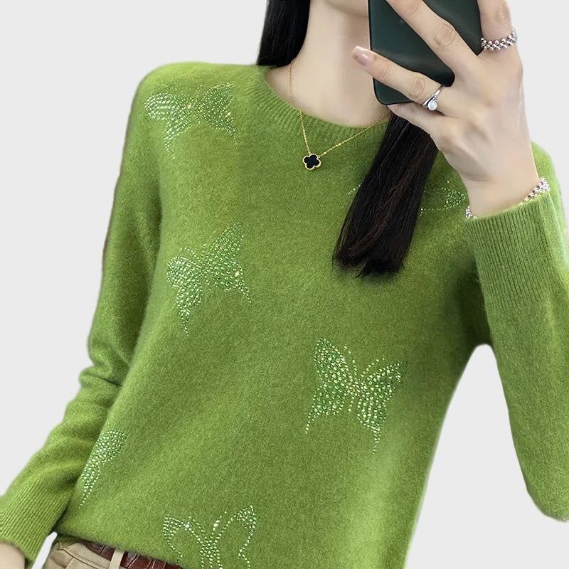 Lady Laura Knitted Turtleneck with Butterfly Pattern