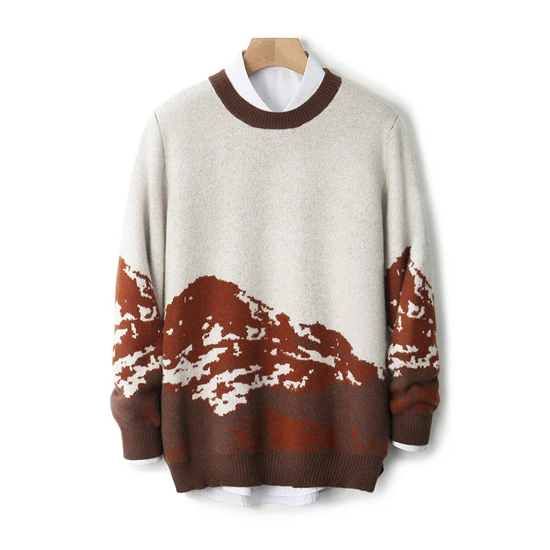Sir Nicholas Mountain Pattern Embroidered Jumper
