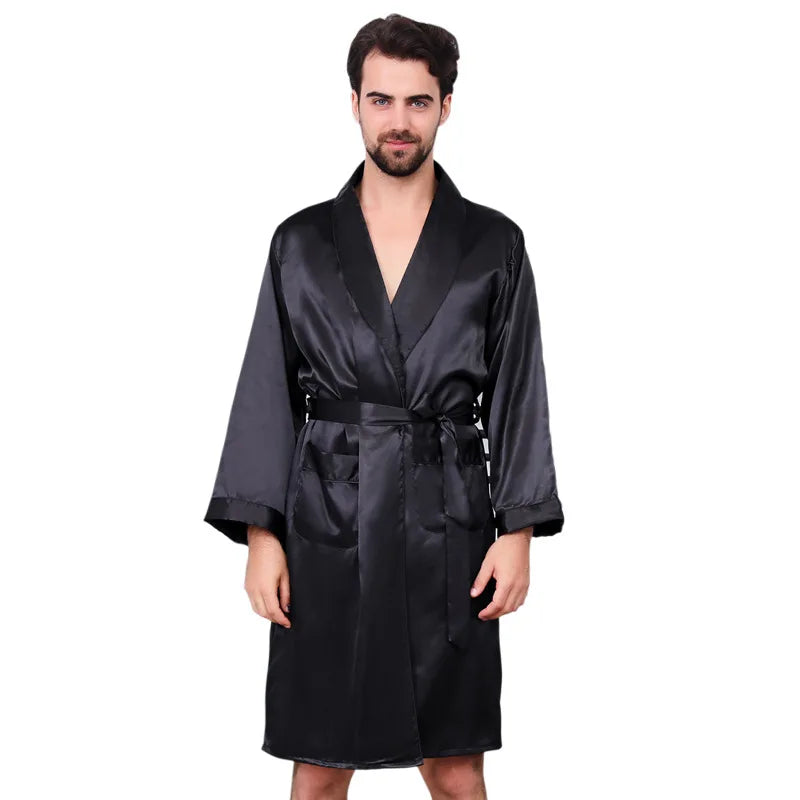 Sir Saul Printed Satin Kimono Gown