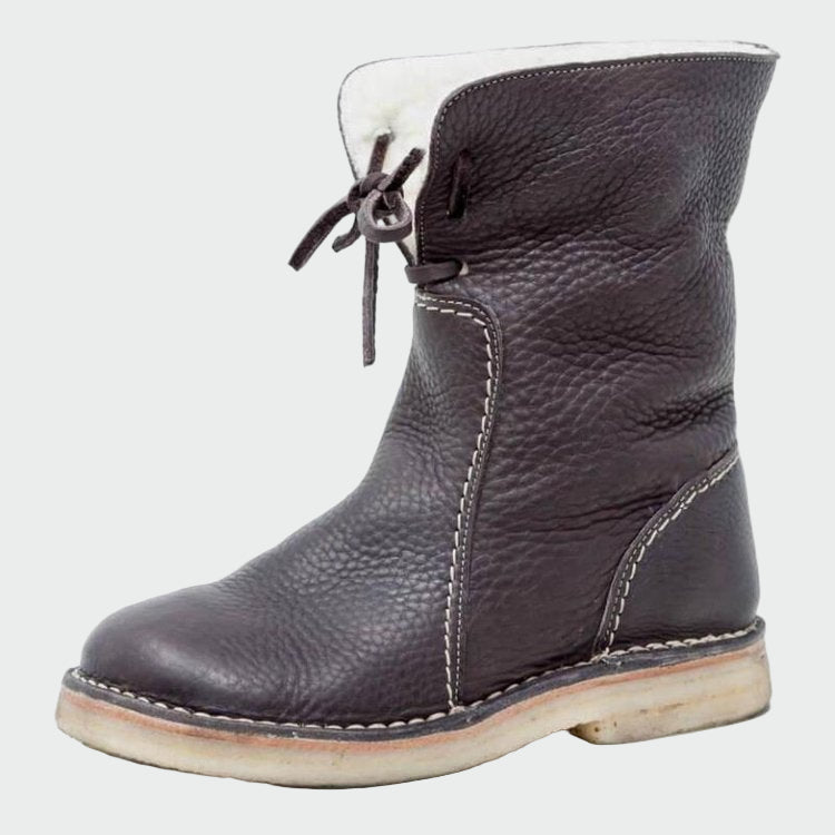 Lady Camila Waterproof Leather Boots With Wool Lining
