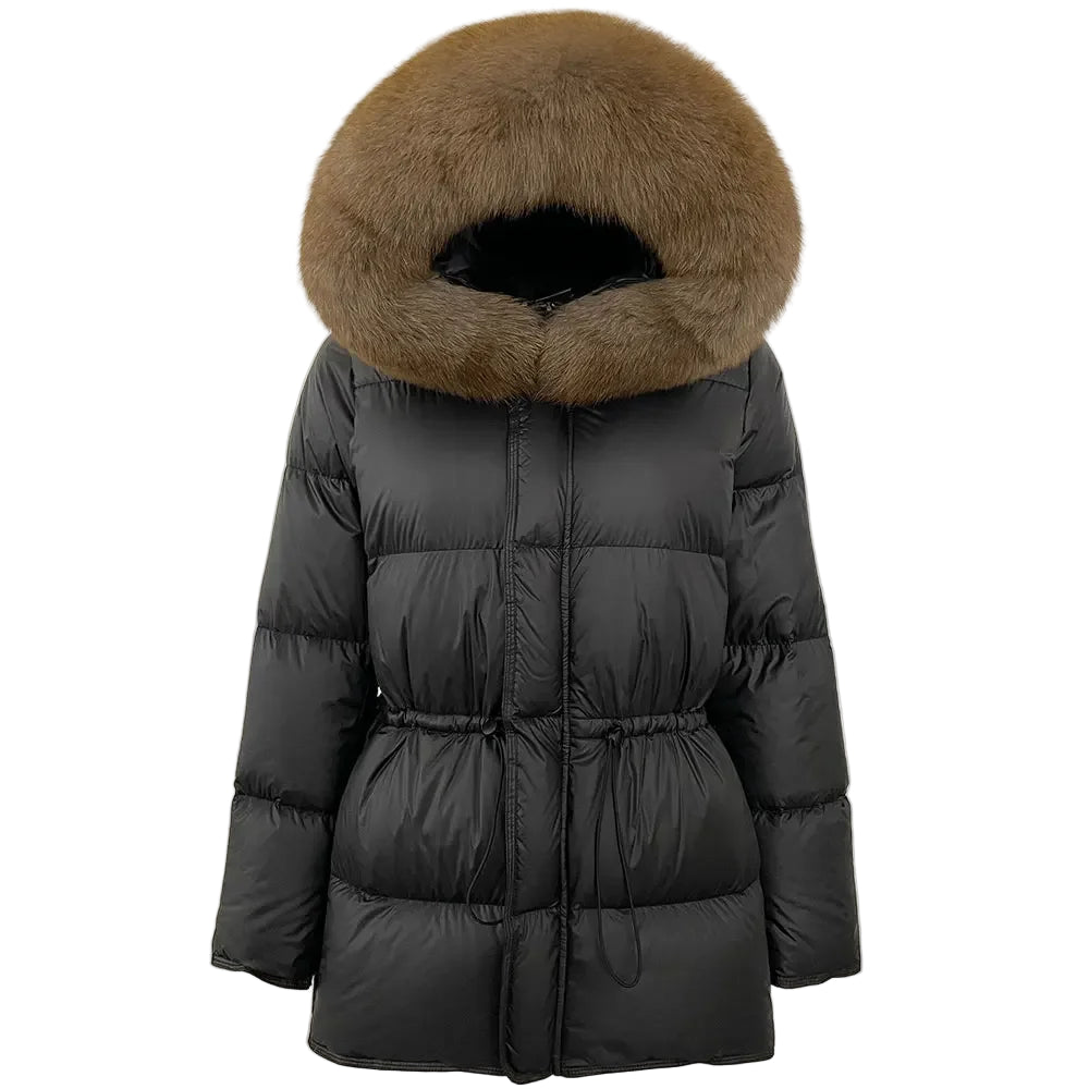 Lady Harper Hooded Natural Raccoon Fur Puffer Jacket