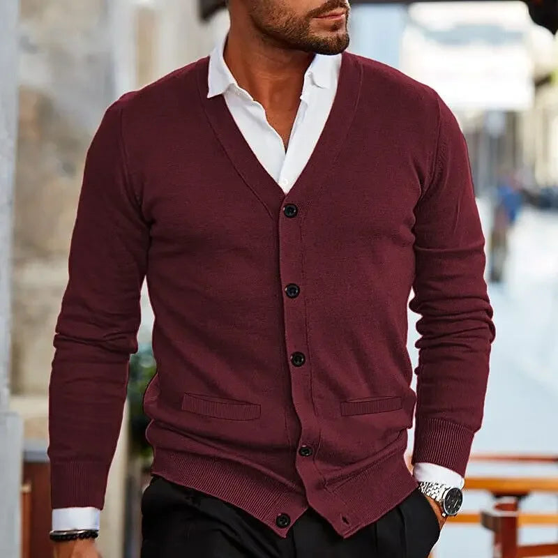 Sir Frederick Slim V-Neck Knit Cardigan