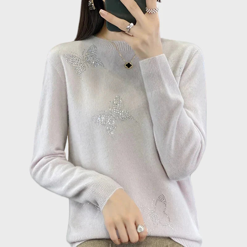 Lady Laura Knitted Turtleneck with Butterfly Pattern