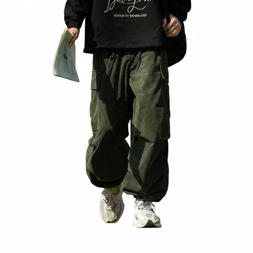 Sir Bernard Wide-Leg Corduroy Cargo Trousers