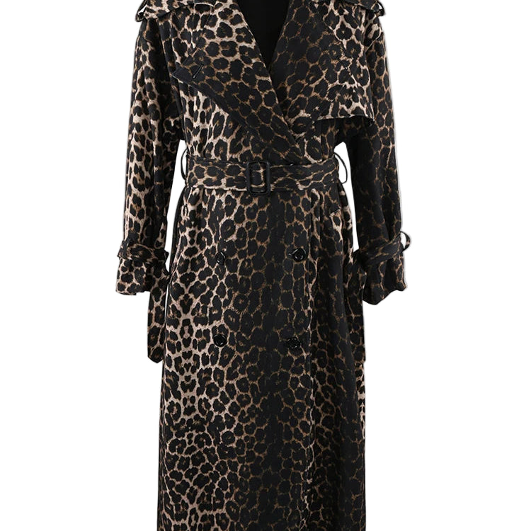 Lady Katherine Autumn Oversized Leopard Print Trench Coat
