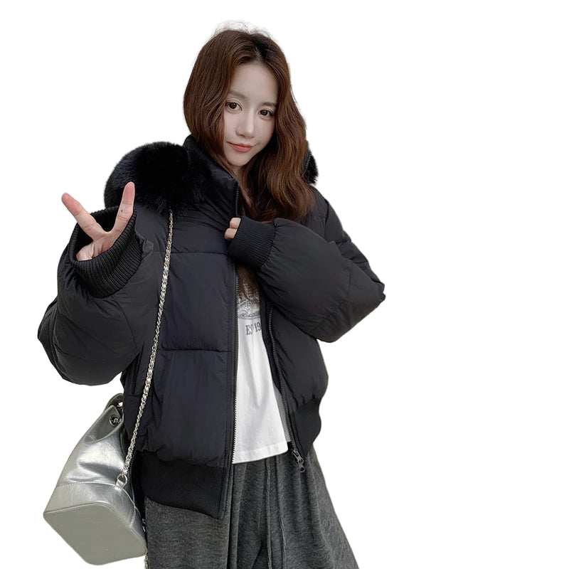 Lady Grace Short Padded Puffer Jacket with Fur Collar
