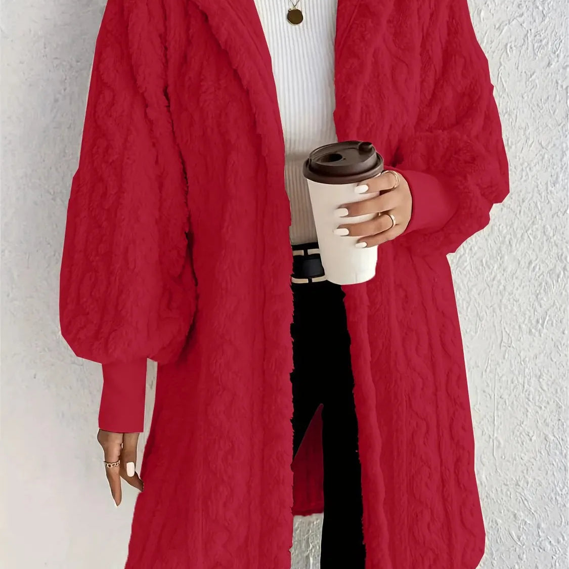 Lady Grace Fleece Hoodie Trench Coat