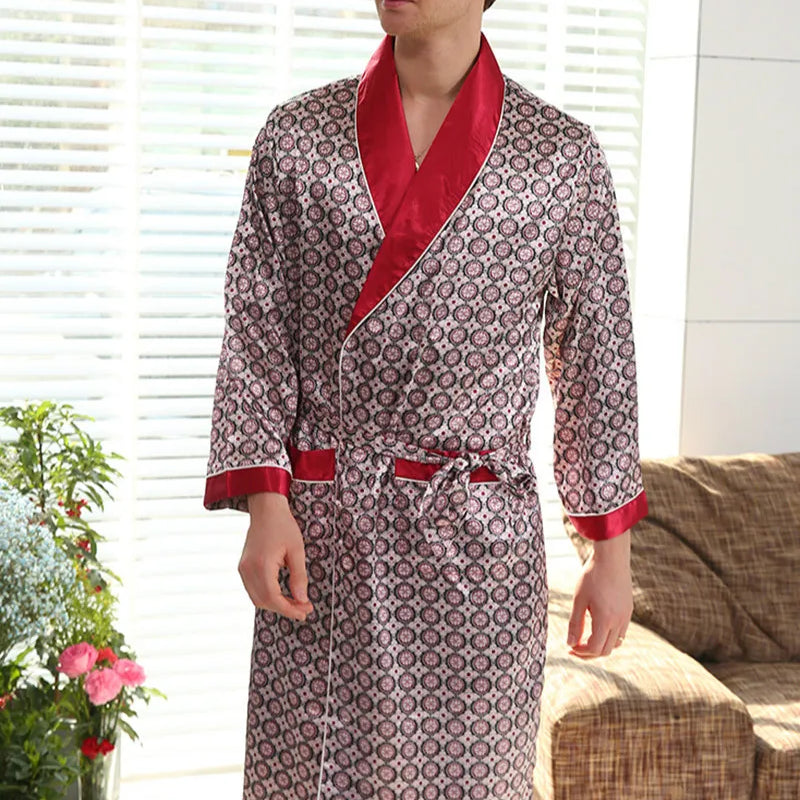 Sir Saul Printed Satin Kimono Gown