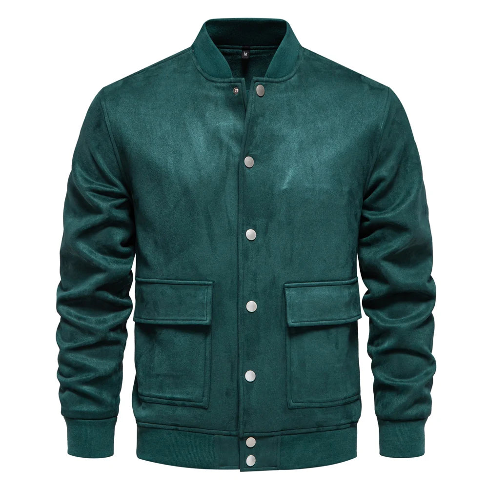 Sir Finley Suede Button-Up Bomber Jacket
