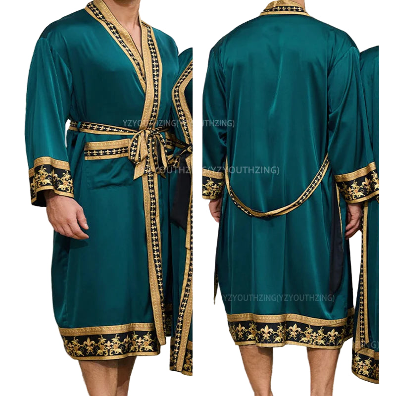 Sir Drake Baroque Satin Kimono Gown