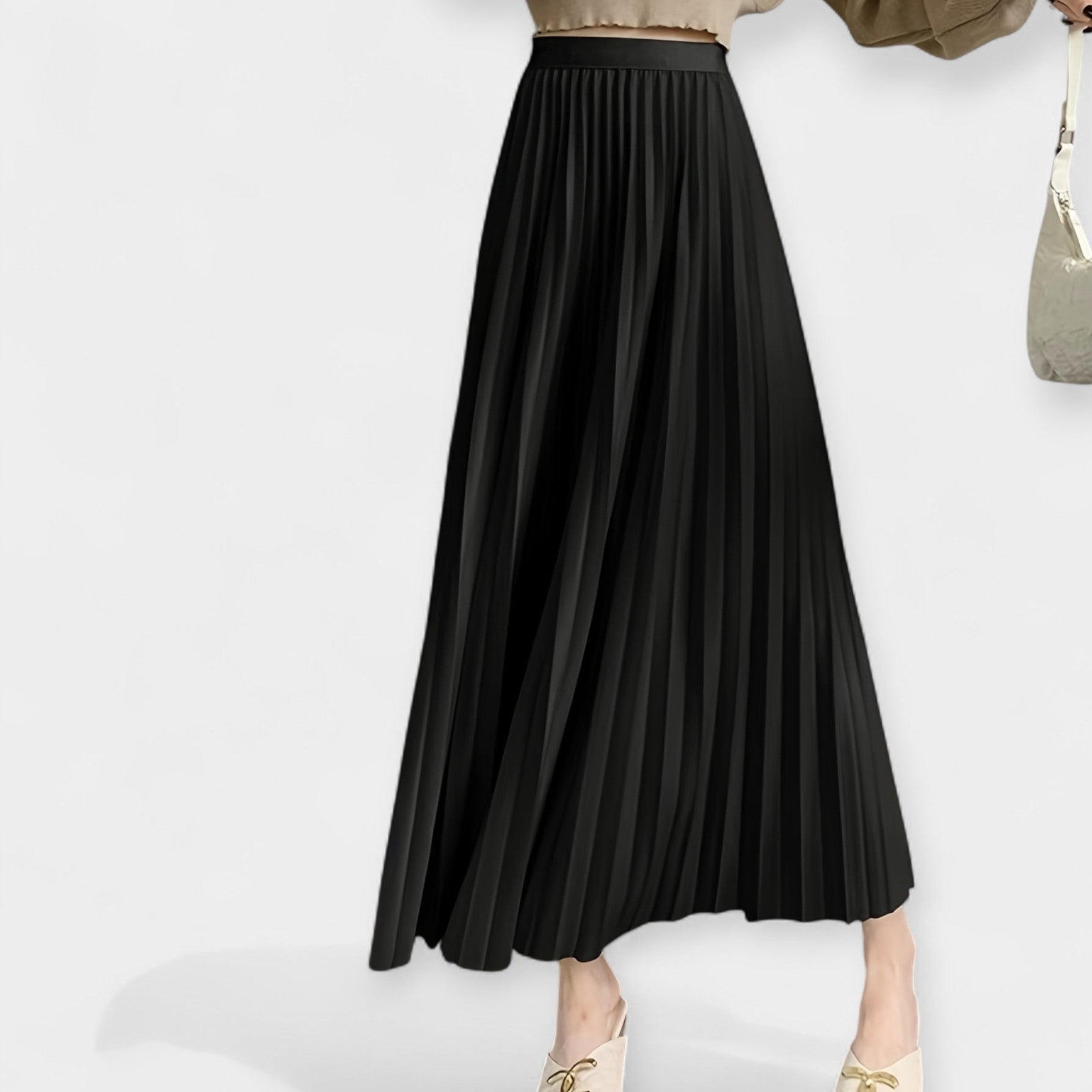 Lady Margaret Long Pleated Satin Skirt