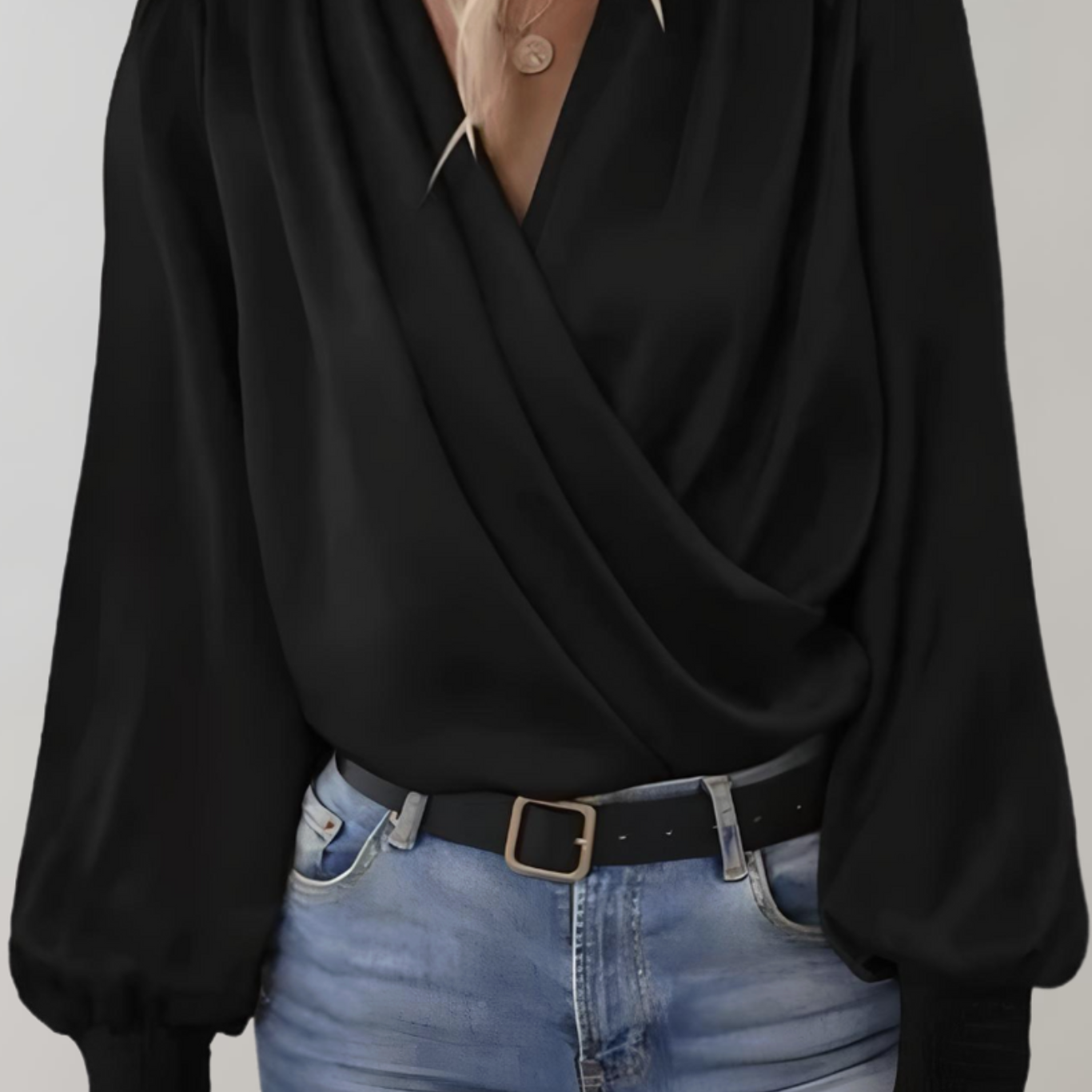 Lady Quinn Elegant Long-Sleeve V-Neck Blouse