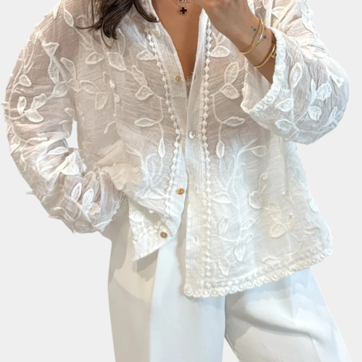 Lady Elena Embroidered Lace Shirt