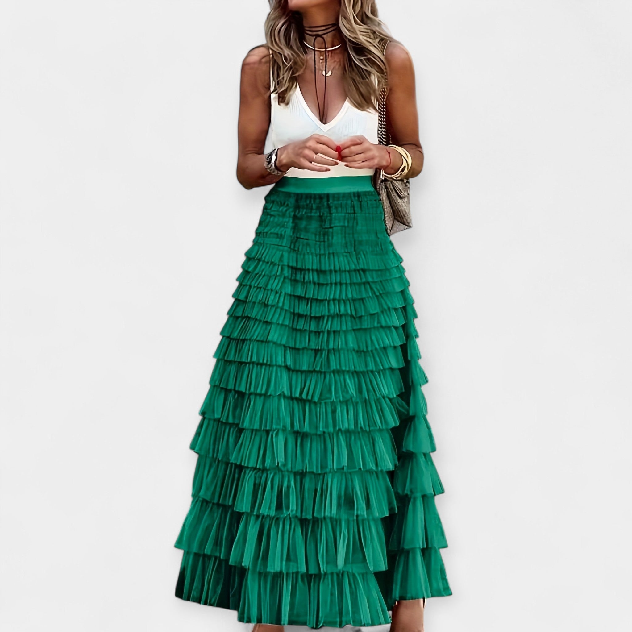 Lady Penelope Boho Skirt with Net Satin Hem