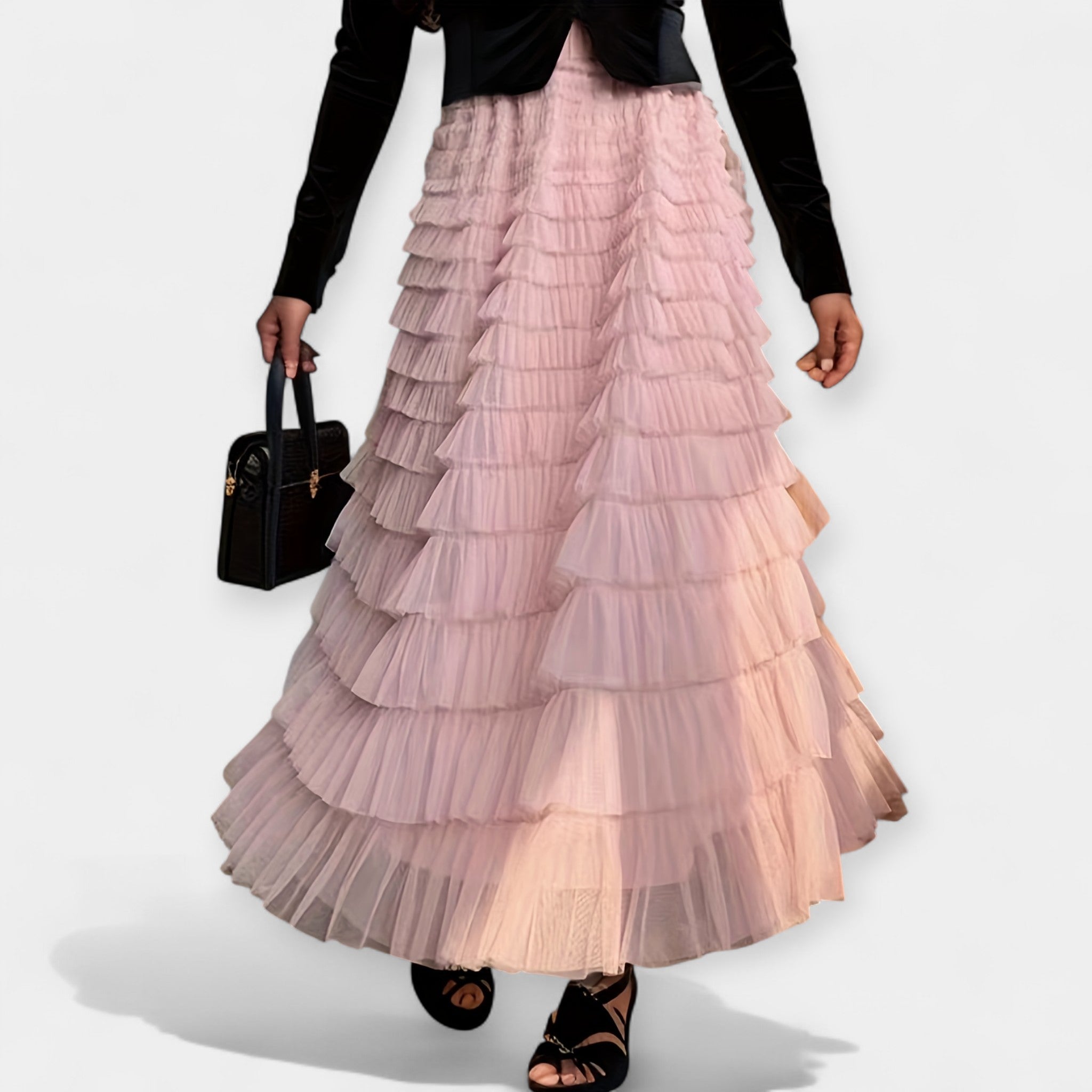 Lady Amelia Elegant Skirt with Decorative Tulle Detail
