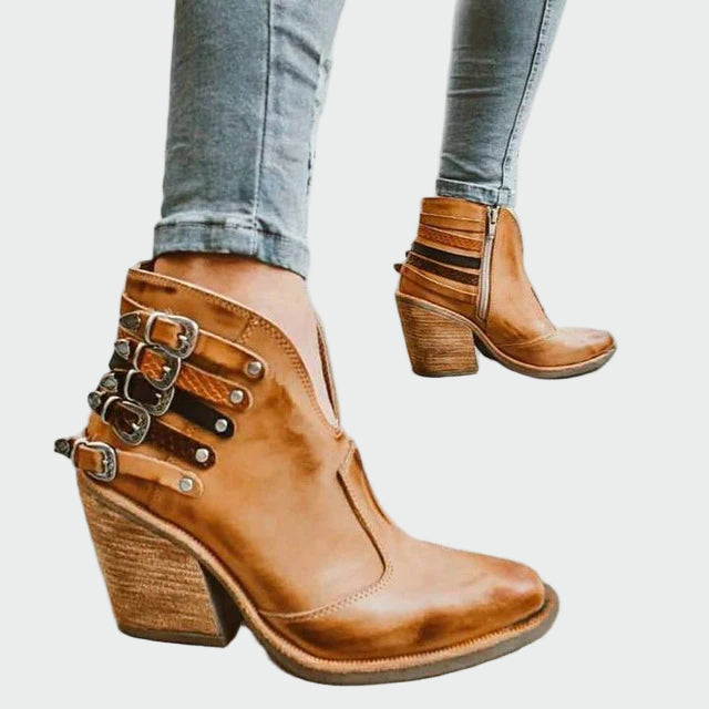 Lady Vivienne Retro Leather Ankle Boots