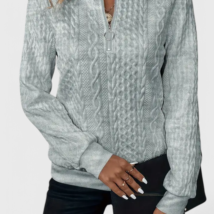 Lady Zoey Soft Zip-Up Knit Jumper